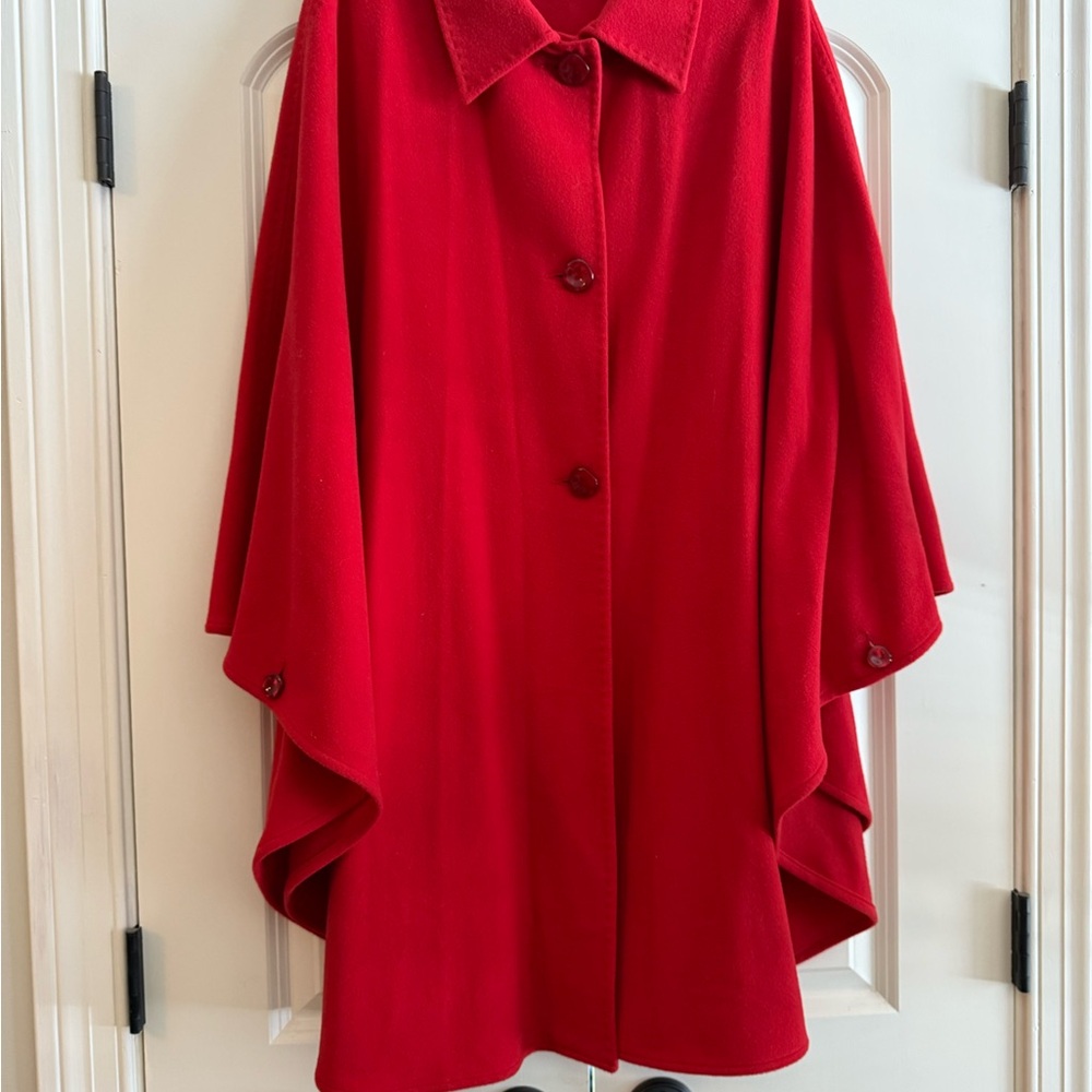 Jimmy Hourihan red wool/cashmere cape
